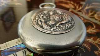 OLD LONGINES ANTIQUE POCKET WATCH BEAUTIFUL NYMPH SCENE  