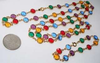 Vintage bezel set crystal Necklace bracelet SET costume jewelry  