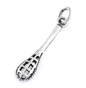 STERLING SILVER LACROSSE STICK CHARM WITH SPRING RING CLASP  