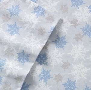 New Package QUEEN Size Flannel Sheet Set SNOWFLAKE 4 Piece Sheets Home 