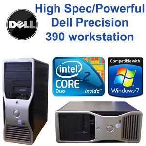 Powerful Dell 390 Core 2 Duo Computer Tower Desktop PC  