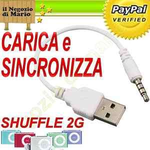   USB 2.0 CARICA BATTERIA SINCRONIZZA PER APPLE IPOD SHUFFLE 2G  COD 9