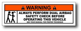 Dual Airbag Funny Warning Decal Window Sticker Graphics Car Truck 4x4 