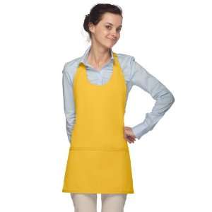DayStar 305 Scoop Neck Tuxedo Apron w/Pockets   Yellow   Embroidery 