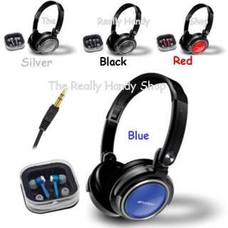 STEREO HEADPHONES DEEP BASS RED BLACK SILVER or BLUE HEADPHONE & FREE 