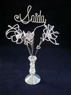 WRITE YOUR NAME W/ FLOWERS IN VASE.HANDMADE WIRE ART  
