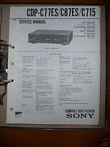   Service Manual Sony CDP C77ES/C87ES, CD Player ORIGINAL