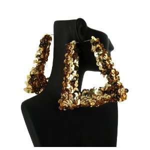 Basketball Wives POParazzi Inspired Sequin Triangle Earring Gold 