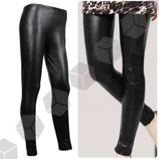 Legging caleçon pantalon moulant sexy taille Extensible Noir brillant 