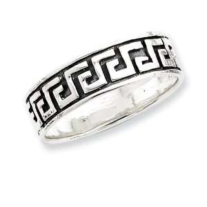  Sterling Silver Antiqued Greek Key Band Size 6 Jewelry