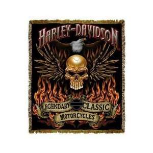 Harley Davidson Motorcycles Wings of Fire Throw Blanket  
