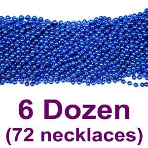   Round Metallic Royal Blue Mardi Gras Beads   6 Dozen (72 necklaces