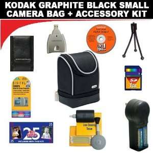  Kodak Graphite Petite Black Camera Bag + Deluxe DB Roth 