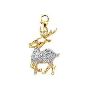  Reindeer, 14K White Gold Diamond Charm Jewelry