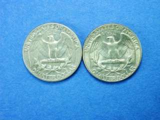 Beautiful Pair of 1964 P & D Silver Washington Quarters / 90% Silver 