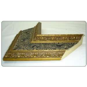 8x20   8 x 20 Four Inch Wide Ornate Gold   Dark Solid Wood Frame with 