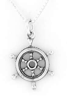 SILVER CAPTAINS STEERING WHEEL PENDANT WITH 18 INCH BOX CHAIN  