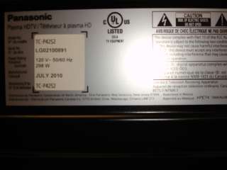 Panasonic Viera 42 wide screen plasma TV 1920X1080 PX 885170003118 