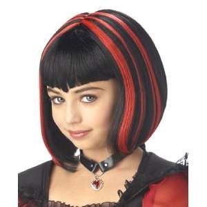   Vampire Girl Black   Red Child Size Standard Costume Wig: Toys & Games