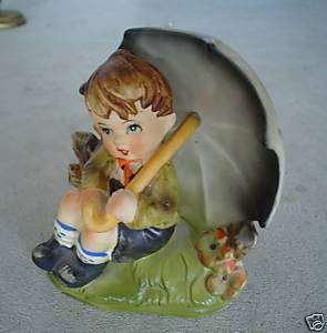 Vintage Porcelain Royal Crown Umbrella Boy Figurine  