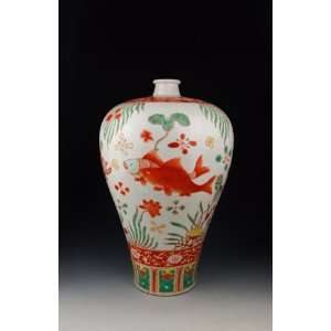  one Five colored Porcelain Plum Vase, Chinese Antique 