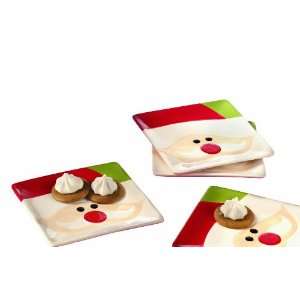  Tag Whimsy 6 Square Appetizer Plates, Santa Design, Set 