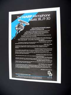 Astatic BLJT 30 Harp Harmonica Microphone 1984 print Ad  