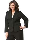 AGB Plus Size Black Stretch Suiting Three Button Jacket & Pleated A 