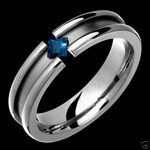 Titanium Rings Tension Set Sapphire Rings Wedding Band  