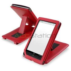 For  Nook Tablet Red Folio Slim Leather Case Pouch with 