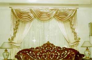 Curtain Satin Gold Drapes Furnishing Beautiful New Style With Tassel 
