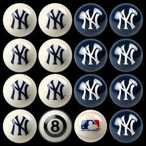 MLB NEW YORK YANKEES BALLS POOL / BILLIARD BALL SET  