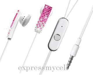 BLING PINK STEREO HANDSFREE HEADSET AT&T Verizon APPLE iPHONE 4S 4 4GS 