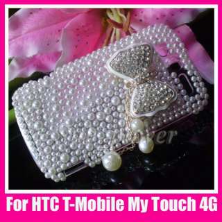 3D Rhinestone BOW Bling Crystal Pearls Case cover for HTC T Mobile 