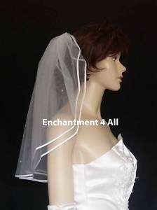 2T Ivory Wedding Bridal Short Veil Swarovski Crystal 12  