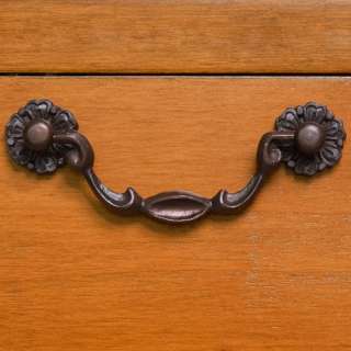 Solid Bronze Floral Drawer Drop Pull   Bronze Patina  