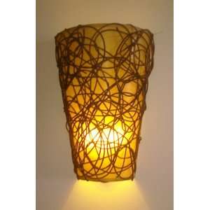 Battery Operated Wall Sconce   Wicker Style with Remote