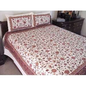  3p Indian Bed Sheet Cotton Bedding Ensemble Pillow Sham 
