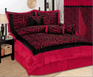 king zebra bedding black hot pink flock satin comforter set  