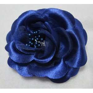  NEW Blue Satin Rose with Sheer Hair Flower Clip and Pin 