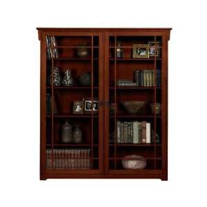  Craftsman 5 shelf Double Bookcase W/ Glass Doors