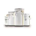 Piece, pc Ceramic Kitchen Canister Set w/Clamp Lids White