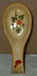 ROOSTER SUNFLOWER SPOON REST~CERAMIC~TUSCAN KITCHEN~NEW  