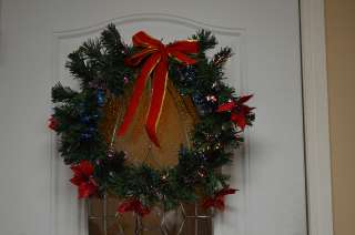 Pre Lit Christmas Wreath Holiday Fiber Optic Mulit color Fiber Optic 