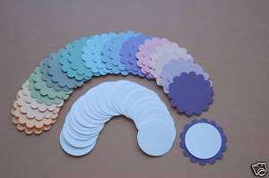 48 Stampin Up Cardstock SS Circle Scallop Punch Tags  