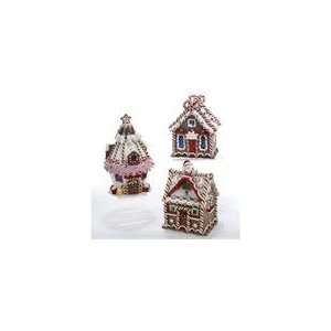  Set of 3 Gingerbread Kisses Scrumptious LED Lighted House 