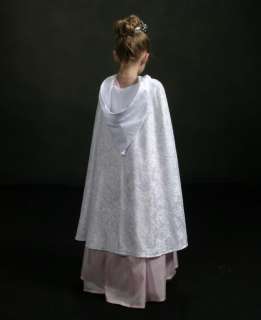 NEW Princess Hooded Cloak White Girl Medieval Cape L/XL  