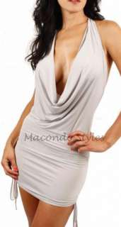 Low cut chain Open back Draped plunge clubbing Dress  