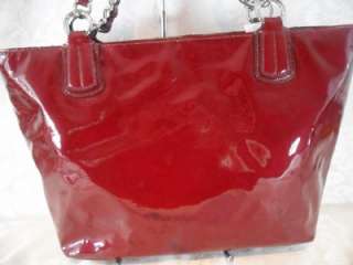 COACH RUBY RED WINE PATENT LEATHER CHELSEA TOTE  