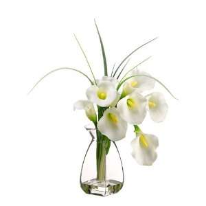  White Calla Lilly Silk Flower Arrangement
